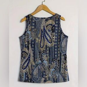 Retro Paisley Print Tank Top Size XL 12